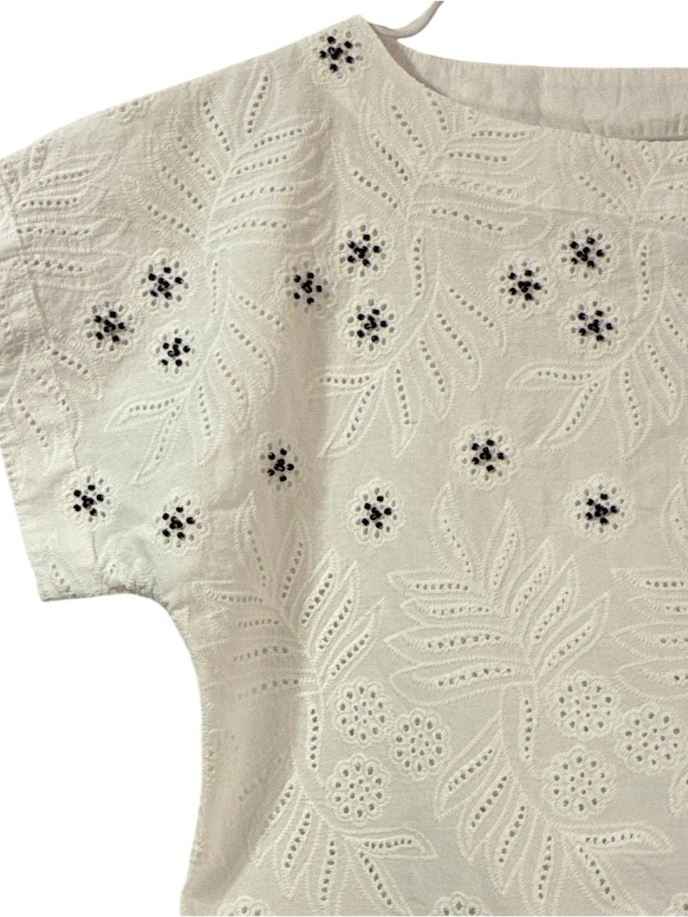 Solitaire White Eyelet Embroidered Short Sleeve Tee - Picture 7 of 7